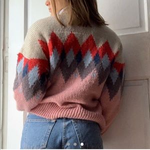 Hand made colorful knit sweater